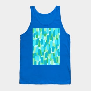 Blue and Green Brush Stroke Pattern Abstract Tank Top